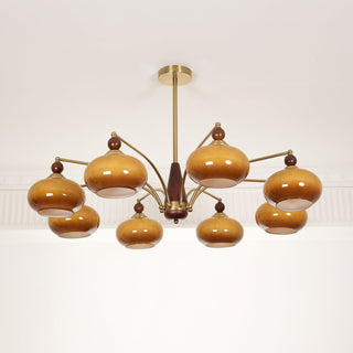 Lustra Suspension Rétro en Verre Jaune et Laiton-Luire