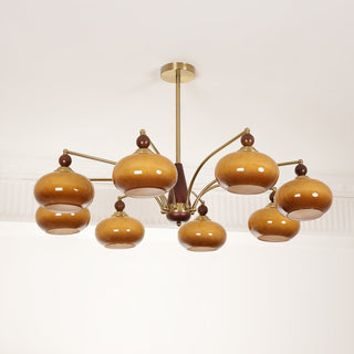 Lustra Suspension Rétro en Verre Jaune et Laiton-Luire