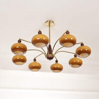 Lustra Suspension Rétro en Verre Jaune et Laiton-Luire