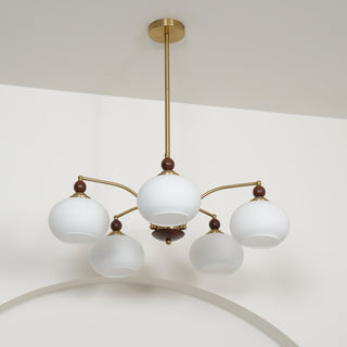 Lustra Suspension Rétro en Verre Jaune et Laiton-Luire