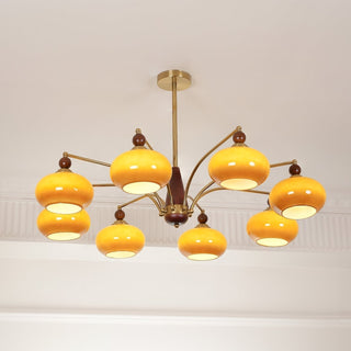 Lustra Suspension Rétro en Verre Jaune et Laiton-Luire