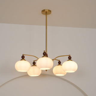 Lustra Suspension Rétro en Verre Jaune et Laiton-Luire