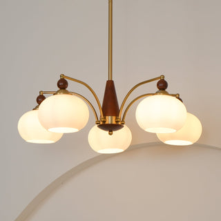 Lustra Suspension Rétro en Verre Jaune et Laiton-Luire
