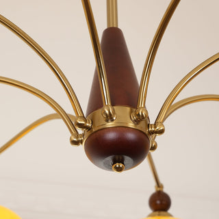 Lustra Suspension Rétro en Verre Jaune et Laiton-Luire