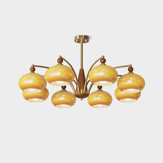 Lustra Suspension Rétro en Verre Jaune et Laiton-Luire