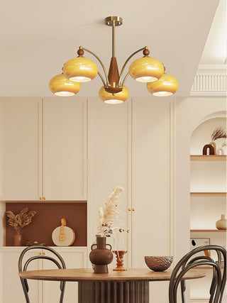Lustra Suspension Rétro en Verre Jaune et Laiton-Luire