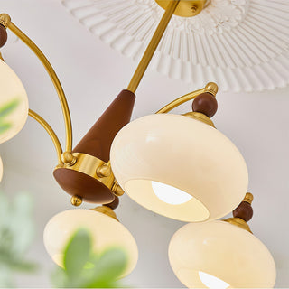 Lustra Suspension Rétro en Verre Jaune et Laiton-Luire