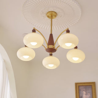 Lustra Suspension Rétro en Verre Jaune et Laiton-Luire