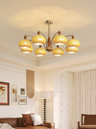 Lustra Suspension Rétro en Verre Jaune et Laiton-Luire