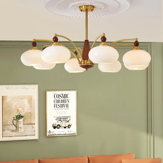 Lustra Suspension Rétro en Verre Jaune et Laiton-Luire