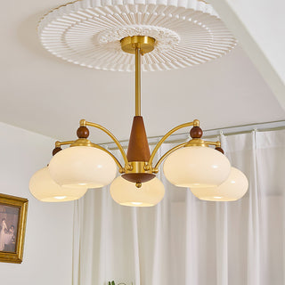 Lustra Suspension Rétro en Verre Jaune et Laiton-Luire