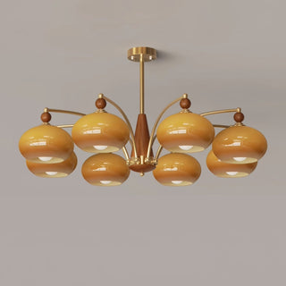 Lustra Suspension Rétro en Verre Jaune et Laiton-Luire