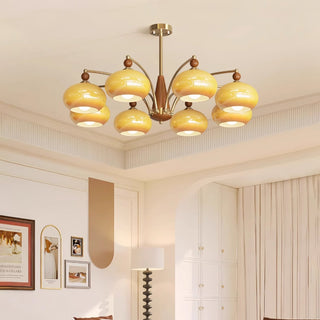 Lustra Suspension Rétro en Verre Jaune et Laiton-Luire