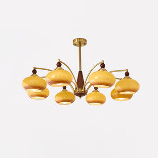 Lustra Suspension Rétro en Verre Jaune et Laiton-Luire
