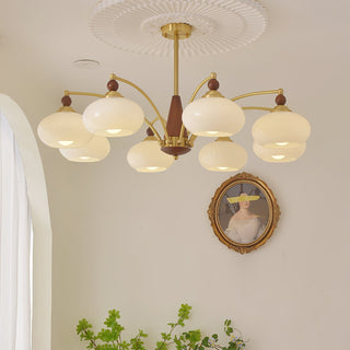 Lustra Suspension Rétro en Verre Jaune et Laiton-Luire