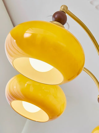 Lustra Suspension Rétro en Verre Jaune et Laiton-Luire