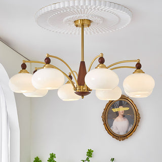 Lustra Suspension Rétro en Verre Jaune et Laiton-Luire