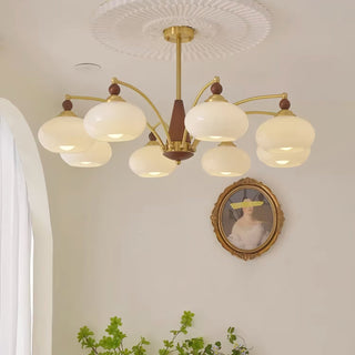 Lustra Suspension Rétro en Verre Jaune et Laiton-Luire