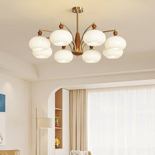 Lustra Suspension Rétro en Verre Jaune et Laiton-Luire