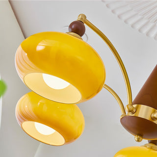 Lustra Suspension Rétro en Verre Jaune et Laiton-Luire