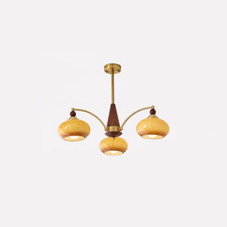 Lustra Suspension Rétro en Verre Jaune et Laiton-Luire