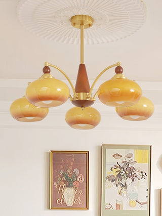Lustra Suspension Rétro en Verre Jaune et Laiton-Luire
