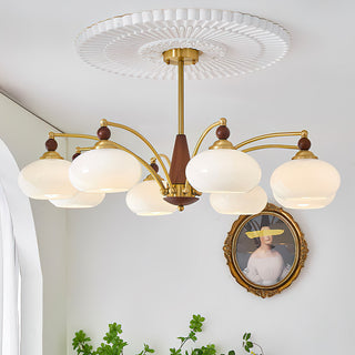 Lustra Suspension Rétro en Verre Jaune et Laiton-Luire