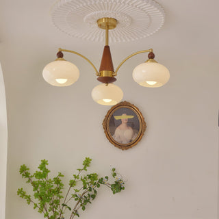 Lustra Suspension Rétro en Verre Jaune et Laiton-Luire