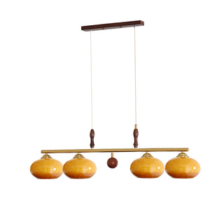 Lustra Suspension Rétro en Verre Jaune et Laiton-Luire