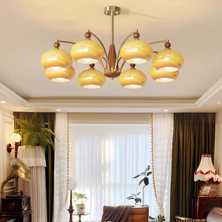 Lustra Suspension Rétro en Verre Jaune et Laiton-Luire