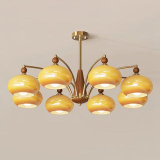Lustra Suspension Rétro en Verre Jaune et Laiton-Luire