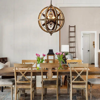 Lustra Lustre Globe Rétro avec Bois Vieilli