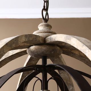 Lustra Lustre Globe Rétro avec Bois Vieilli