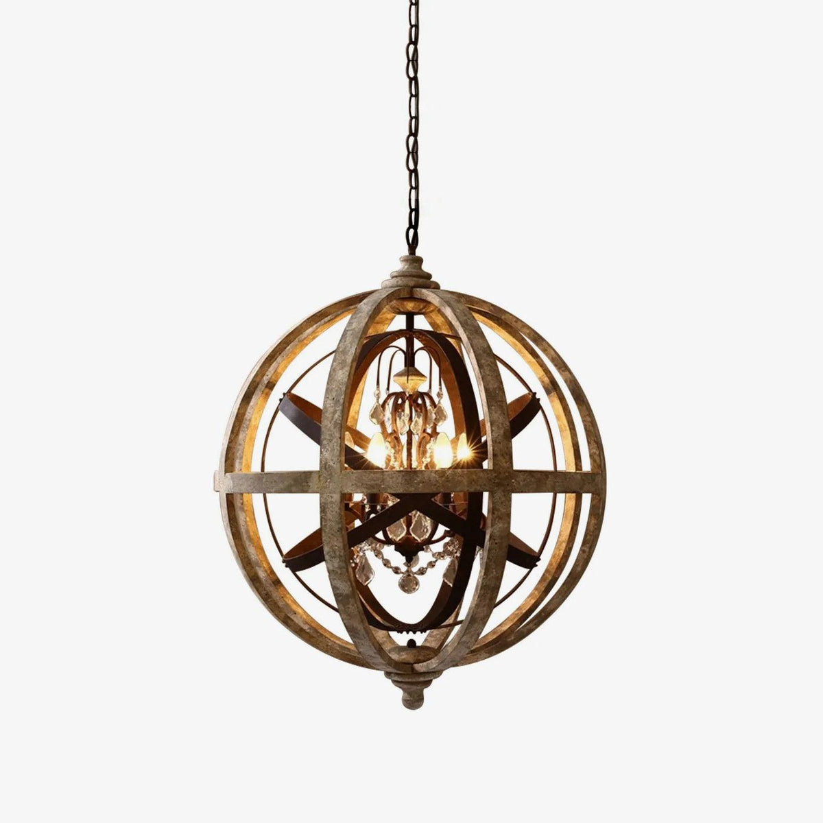 Lororia Lustre Globe Rétro avec Bois Vieilli