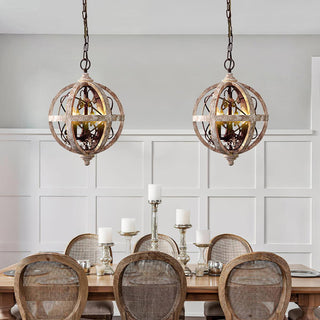 Lustra Lustre Globe Rétro avec Bois Vieilli