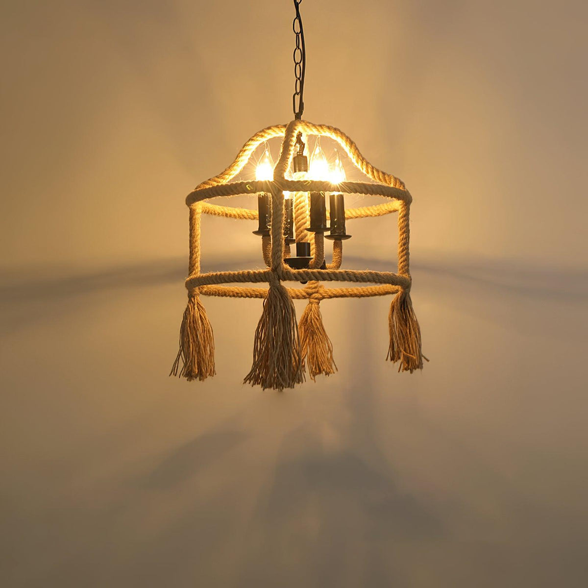 Mavora Lampe Suspension Exquise en Corde de Chanvre Rétro