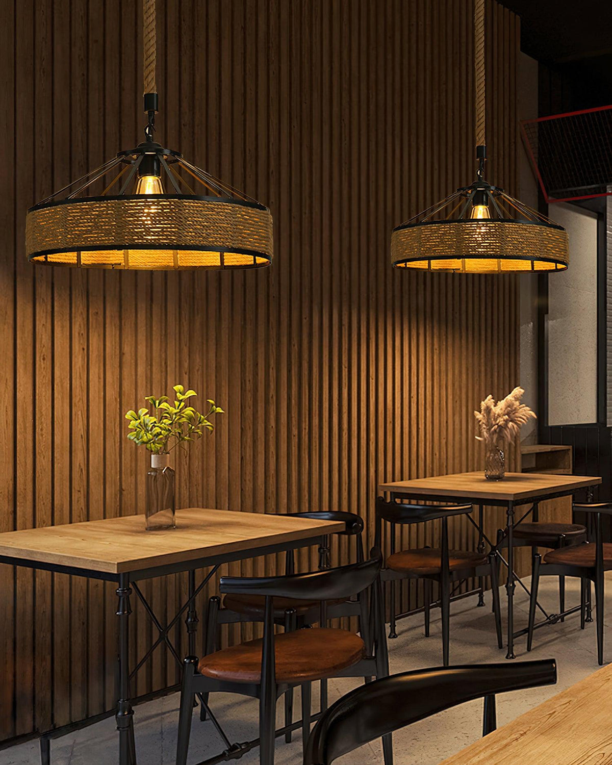 Mavora Lampe Suspension Exquise en Corde de Chanvre Rétro