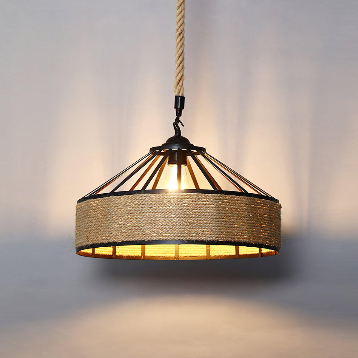 Mavora Lampe Suspension Exquise en Corde de Chanvre Rétro