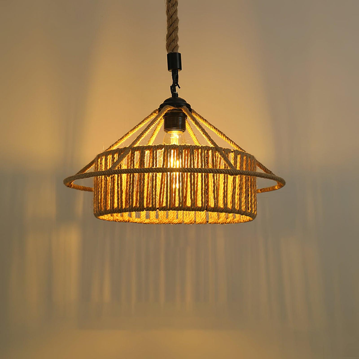 Mavora Lampe Suspension Exquise en Corde de Chanvre Rétro