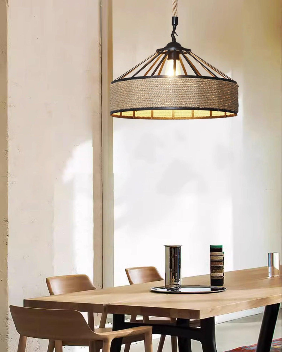 Mavora Lampe Suspension Exquise en Corde de Chanvre Rétro