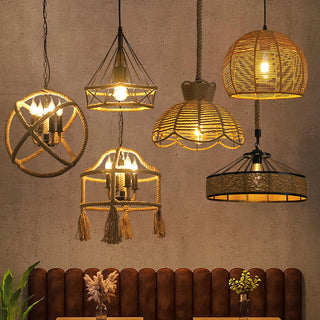 Evliran Suspension Moderne en Corde de Chanvre Rétro