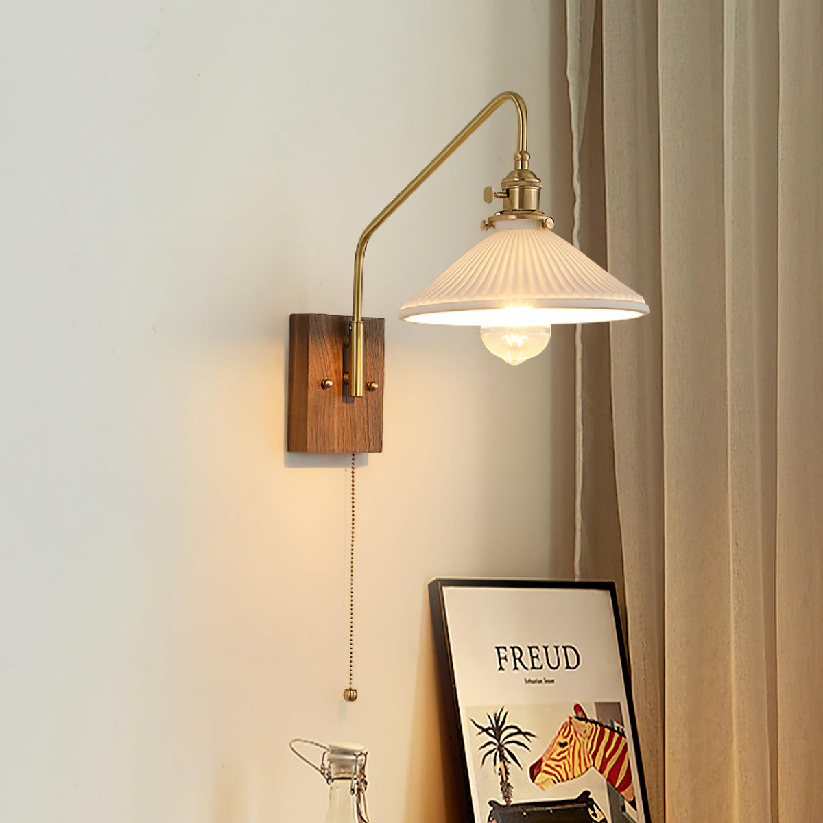 Fayel Pleated Shade Wall Lamp-Neutral Decor
