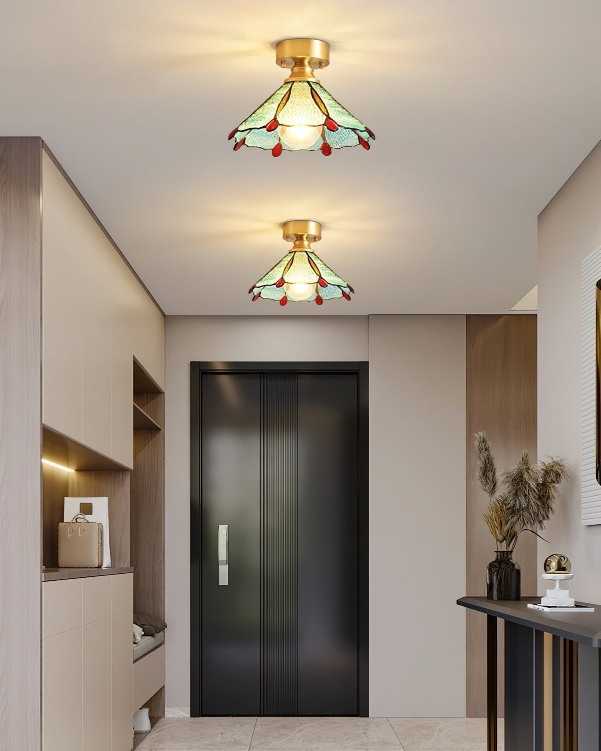 Nexo Tiffany Style Stained Glass Ceiling Light-Neutral Decor