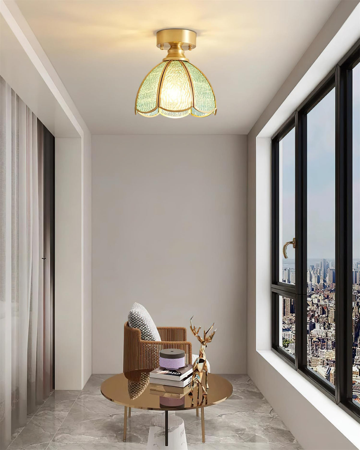 Nexo Tiffany Style Stained Glass Ceiling Light-Neutral Decor