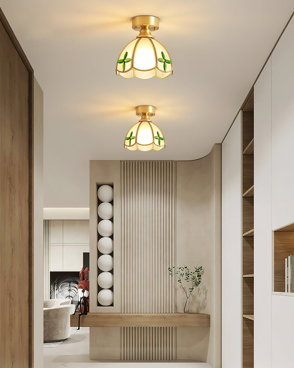 Nexo Tiffany Style Stained Glass Ceiling Light-Neutral Decor