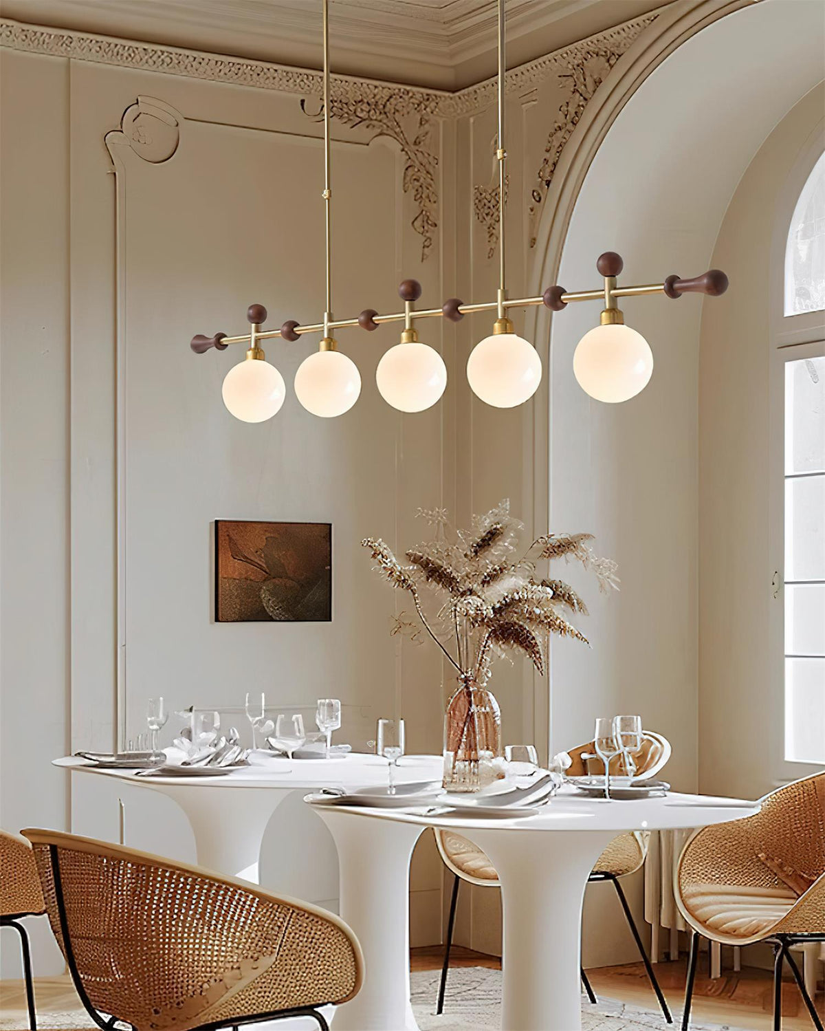 Chandelier Linear Globe LED/Incandescent for Dining Room Kitchen Island-Neutral Decor