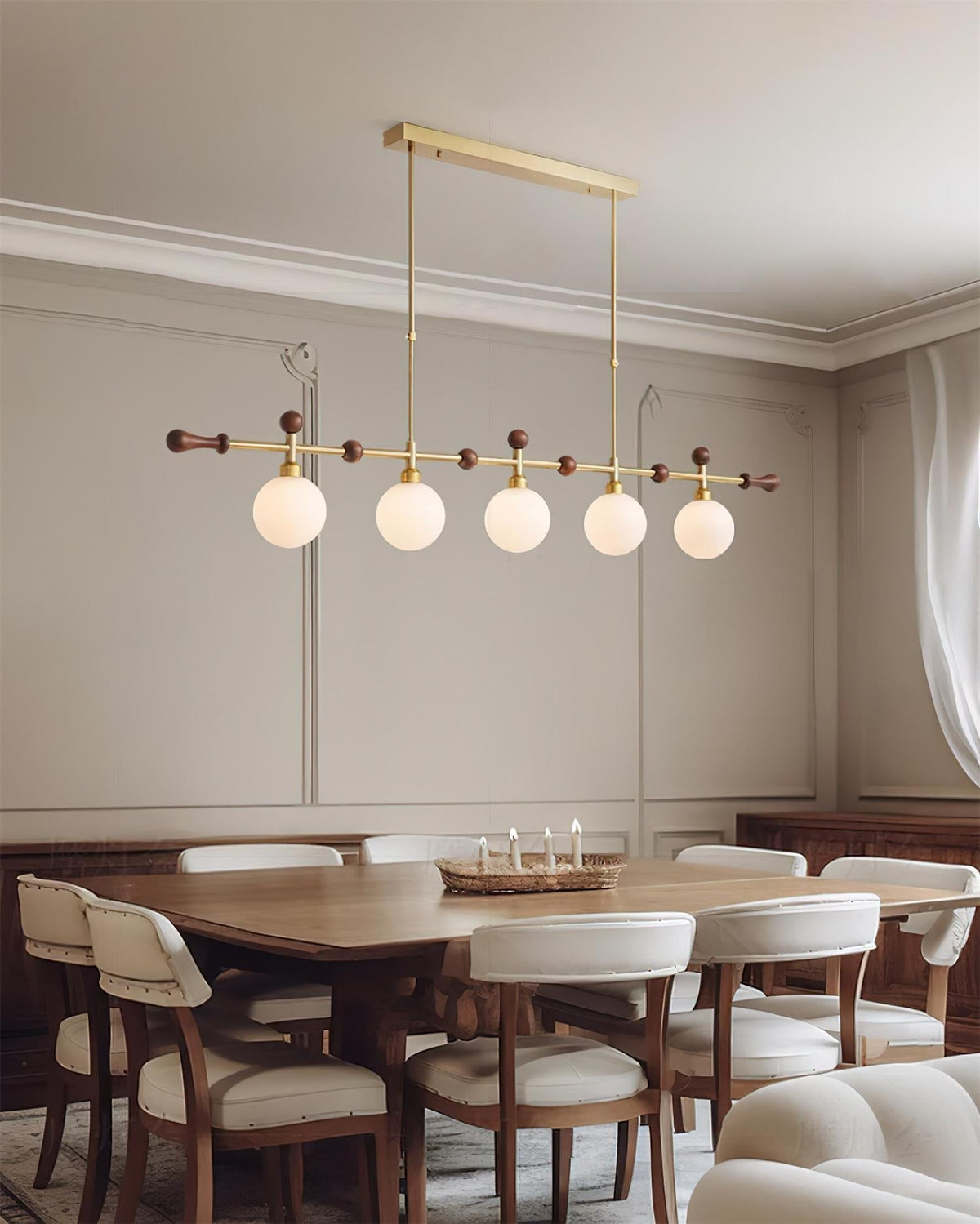 Chandelier Linear Globe LED/Incandescent for Dining Room Kitchen Island-Neutral Decor