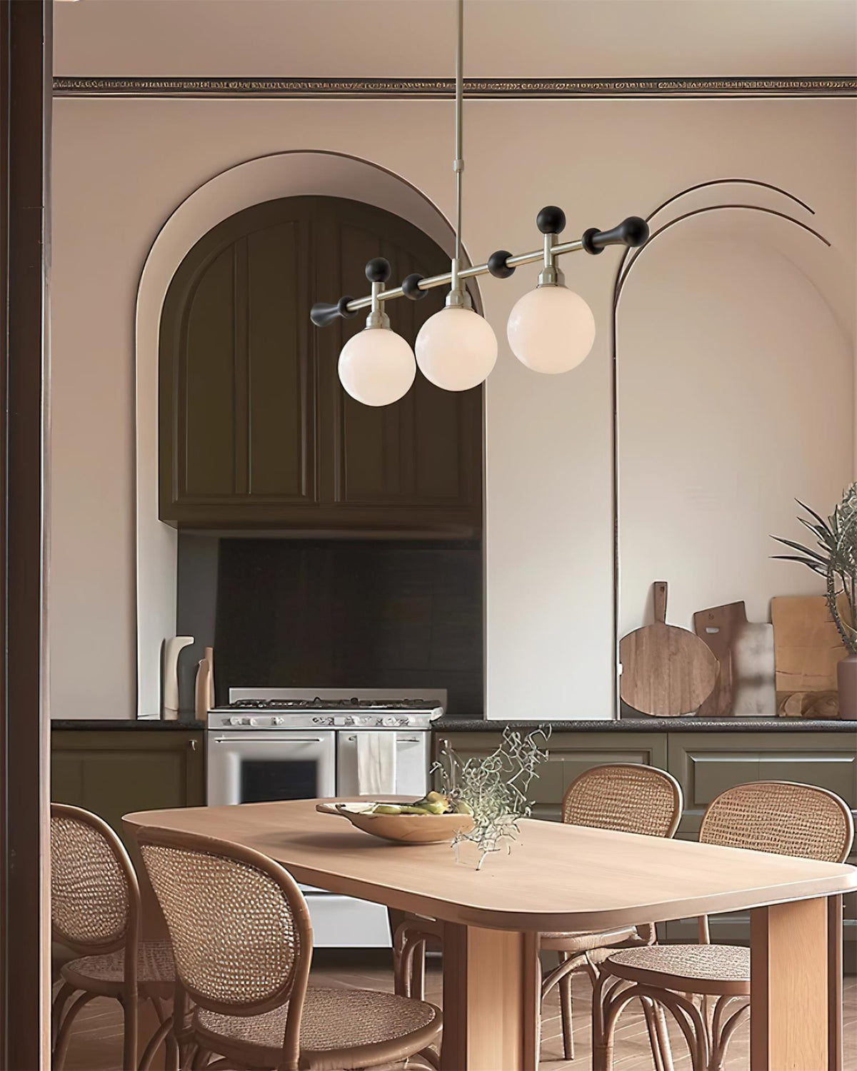 Chandelier Linear Globe LED/Incandescent for Dining Room Kitchen Island-Neutral Decor