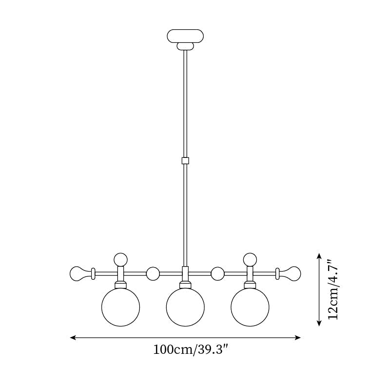 Chandelier Linear Globe LED/Incandescent for Dining Room Kitchen Island-Neutral Decor