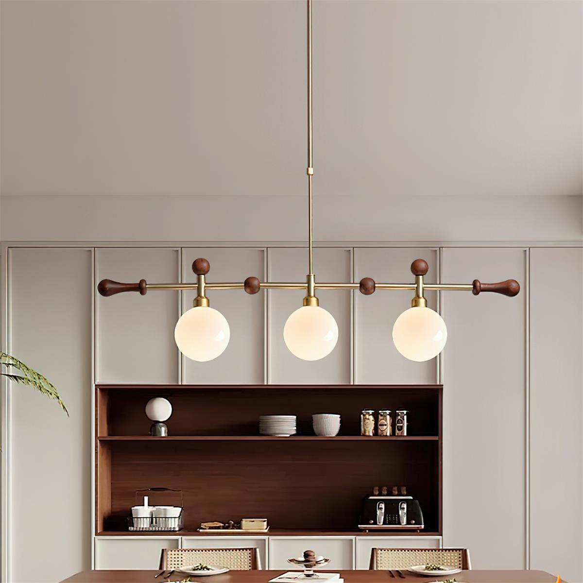 Chandelier Linear Globe LED/Incandescent for Dining Room Kitchen Island-Neutral Decor